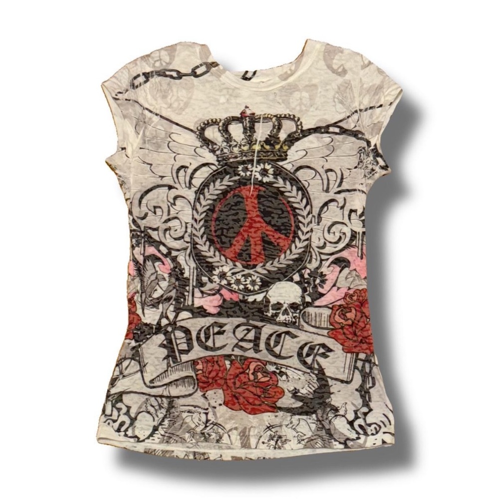 Graphic Peace T-Shirt with Red and Black Design